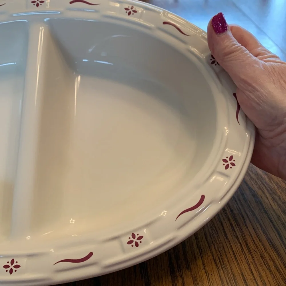 Longaberger Divided Serving Dish in Traditional Red.